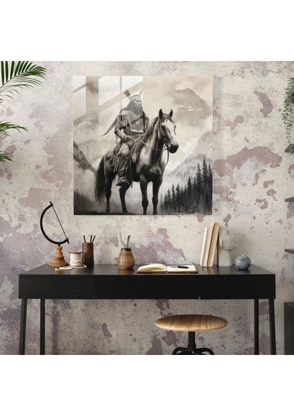 Majestichorizonglassprints - Kızılderili Şefi Cam Duvar Sanatı, 30X30 modelleri