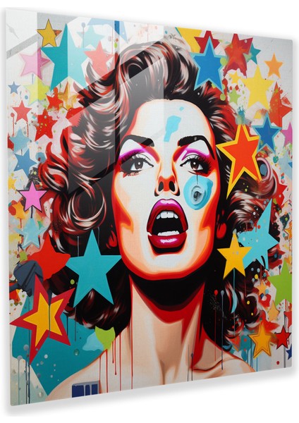 Canlı Ifadeler - Pop Art Cam Baskı Ev ​​dekorasyonu - Çağdaş Duvar Sanatı, 30X30