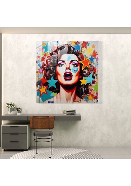 Canlı Ifadeler - Pop Art Cam Baskı Ev ​​dekorasyonu - Çağdaş Duvar Sanatı, 30X30