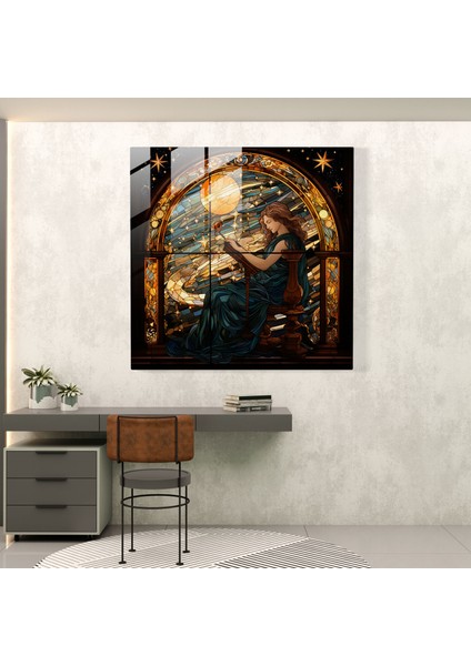 Apollon'un Göksel Armonisi Cam Baskı - Ev Dekorasyonu Için Vitray Duvar Sanatı, 30X30 modelleri