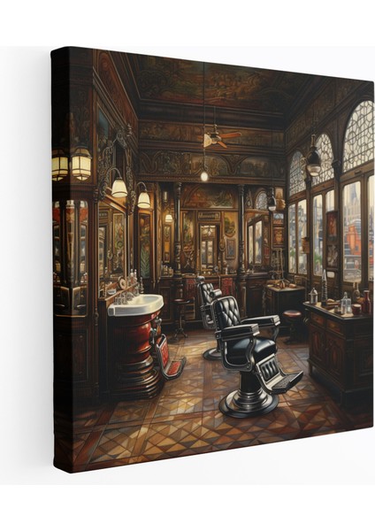 Berber Içi Yağlıboya Tablo Kanvas Tablo - Berber, Kanvas Tablo, Ev Dekorasyonu, Kanvas Tablo, 30X30