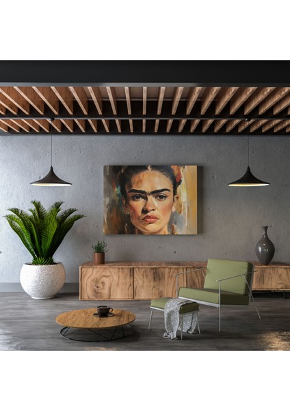 Frida Kahlo Kanvas Tablo Duvar Dekorasyonu - Frida Kahlo, Yakın Çekim, Ikonik Özellikler, Duvar Sanatı, 30X30