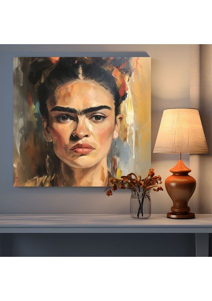 Frida Kahlo Kanvas Tablo Duvar Dekorasyonu - Frida Kahlo, Yakın Çekim, Ikonik Özellikler, Duvar Sanatı, 30X30
