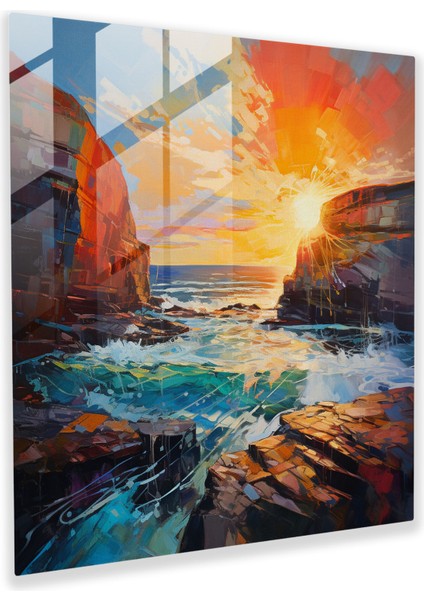 Dünyanın En Güzel Manzaraları - Kıyı Kayalıkları Cam Baskı - Dünyanın En Güzel Manzaraları, Ev Dekorasyonu, Canlı Gün Doğumu, Cam Baskı, 30X30