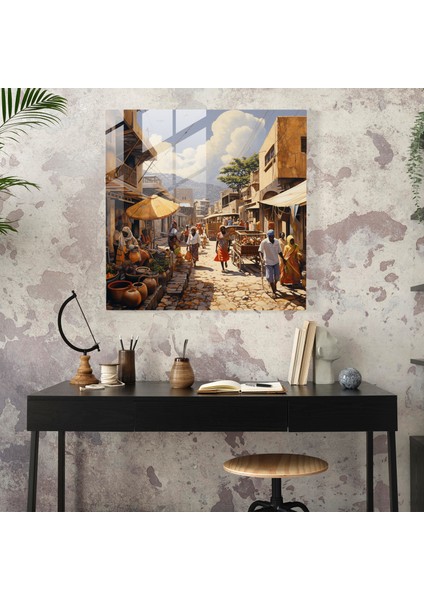 Zarif Cam Baskılar - Afrika Sokak Cam Duvar Sanatı Ev Dekorasyonu, 30X30 fiyatları