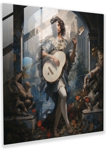 Neoklasik Yağlı Cam Baskı - Ahenk Harabeleri Arasında Apollon, 30X30