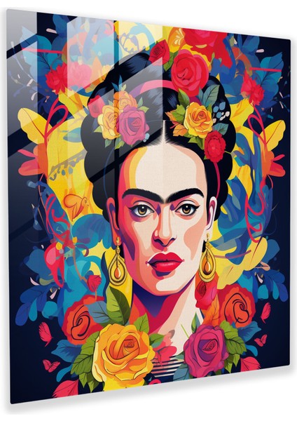 Frida Kahlo Cam Baskı - Frida Kahlo, Cam Sanatı, Modern Sanat, Pop Art'tan Esinlenen Illüstrasyon, 30X30