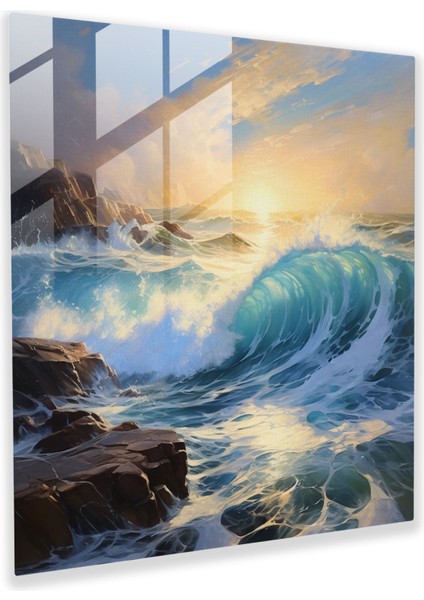 Görkemli Sular Cam Baskı - Empresyonist Deniz Manzarası Duvar Tablosu - Sakin Ev Dekorasyonu - Ruhani Cam Sanatı, 30X30