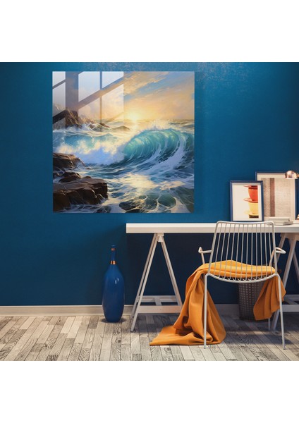 Görkemli Sular Cam Baskı - Empresyonist Deniz Manzarası Duvar Tablosu - Sakin Ev Dekorasyonu - Ruhani Cam Sanatı, 30X30 modelleri