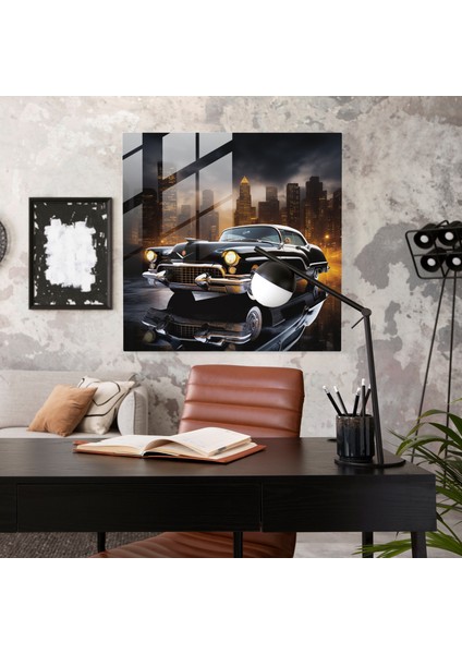 Sofistike Şehir Manzarası Klasik Araba Cam Baskı - Ev Dekorasyonu, Duvar Dekorasyonu, Cam Baskı, Cam Duvar Sanatı, Modern Sanat Eseri, 30X30 fiyatları