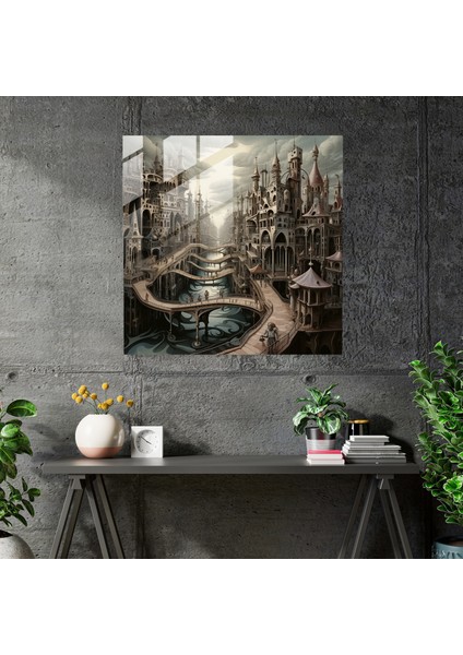 Kaprisli Cam Baskı - Düşlerin Füzyonu - Modern Sanat Eseri Ev Dekorasyonu, 30X30 fiyatları