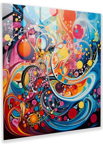 Bohem Canlı Desenler Soyut Cam Baskı - Bohem, Modern Sanat, Ev Dekorasyonu, Cam Baskı, 30X30