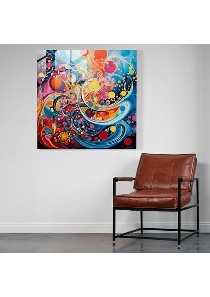 Bohem Canlı Desenler Soyut Cam Baskı - Bohem, Modern Sanat, Ev Dekorasyonu, Cam Baskı, 30X30