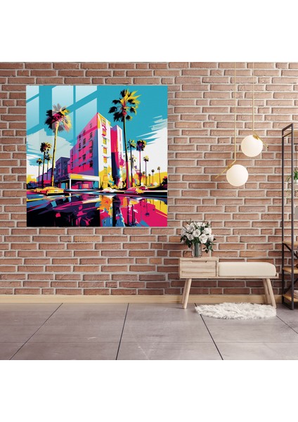 Pop Art Otel Cam Baskı - Otel, Cam Sanatı, Cam Duvar Sanatı, Ev Dekorasyonu, 30X30 fiyatları
