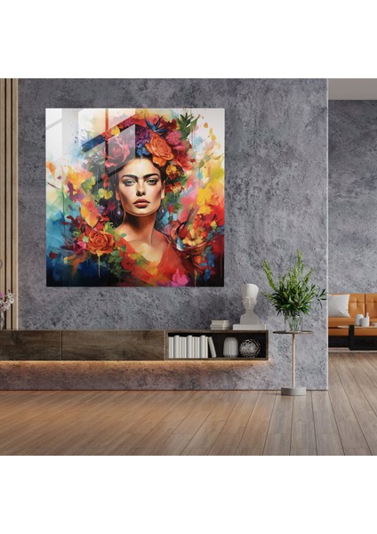 Frida Kahlo Cam Baskı - Frida Kahlo, Frida Kahlo, Modern Sanat, Suluboya Tablo, 30X30