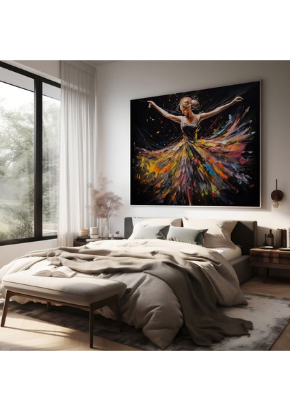 Canlı Burgu Balerin Akrilik Kanvas Tablo - Balerin, Dönen, Ev Dekorasyonu, 30X30 Kanvas Tablo modelleri