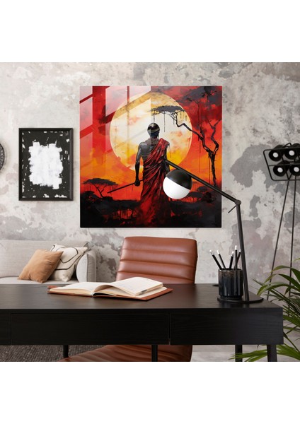 Masai Savaşçısının Mirası Cam Duvar Dekorasyonu, 30X30