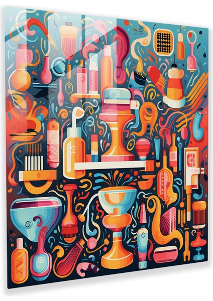 Berber Cam Baskı - Kaprisli Illüstrasyon - Berber, Cam Baskı, Kaprisli Illüstrasyon, Eğlenceli Desenler, 30X30