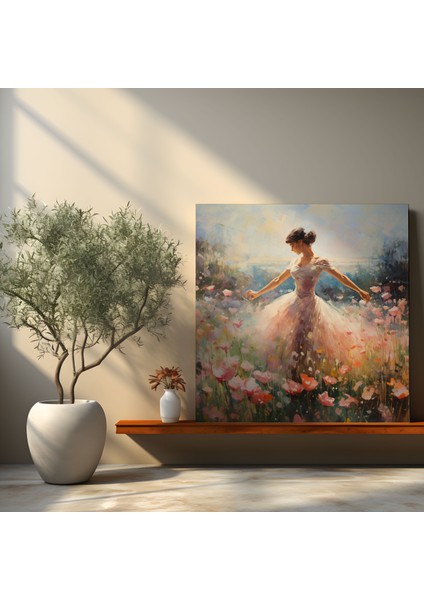 Balerin Açan Çiçekler Kanvas Tablo - Balerin, Duvar Sanatı, Kanvas Tablo, Açan Çiçekler, 30X30 modelleri
