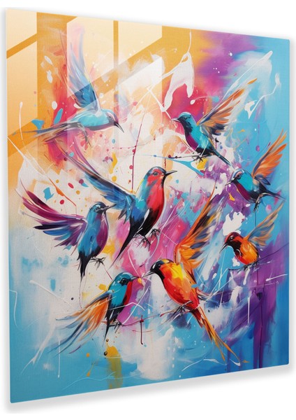 Uyumlu Kanatlar Cam Baskı - Soyut Kuş Sanat Duvar Süslemesi, 30X30