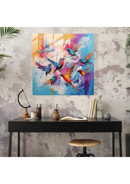 Uyumlu Kanatlar Cam Baskı - Soyut Kuş Sanat Duvar Süslemesi, 30X30 modelleri