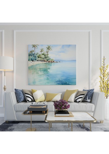 Tropikal Plaj Kanvas Tablo - Otel, Duvar Süslemesi, Plaj Manzarası, Kanvas Tablo, 30X30