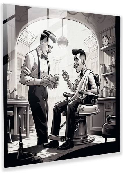 Berber Retro Kesim - Cam Baskı - Berber, Berber, Retro Stil, Ev Dekorasyonu, 30X30