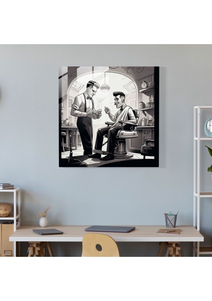 Berber Retro Kesim - Cam Baskı - Berber, Berber, Retro Stil, Ev Dekorasyonu, 30X30 fiyatları