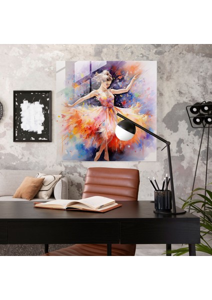 Balerin Suluboya Cam Baskı - Balerin, Cam Duvar Sanatı, Ev Dekorasyonu, Modern Sanat, 30X30 modelleri