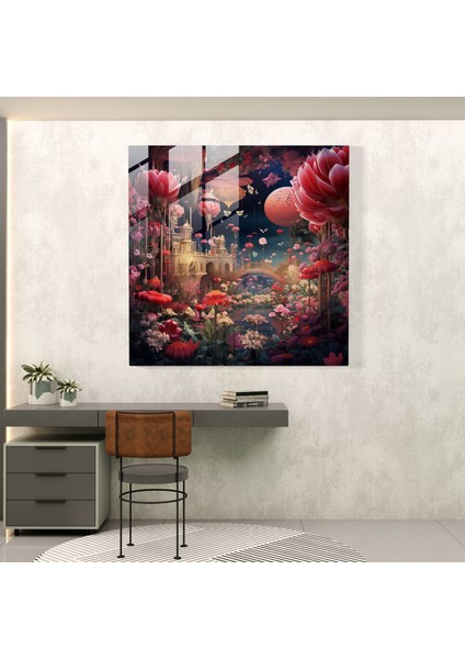 Bohem Yüzen Bahçe Cam Baskı - Bohem, Ev Dekorasyonu, Duvar Süslemesi, Cam Baskı, 30X30