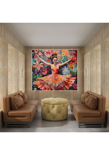 Kaprisli Balerin Kanvas Tablo - Balerin, Kanvas Tablo, Çiçek Desenli, Duvar Sanatı, 30X30 modelleri