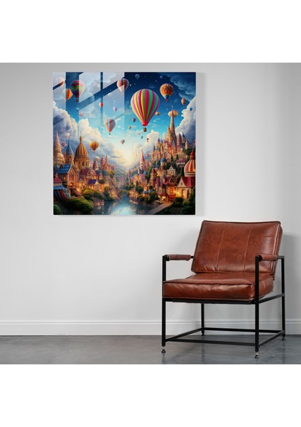 Bohem Sıcak Hava Balonları Cam Baskı - Bohem, Modern Sanat, Bohem Sıcak Hava Balonları, Kaprisli, 30X30