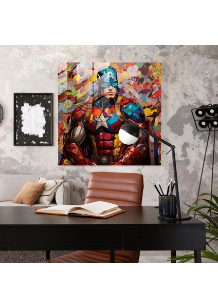 Komik Mozaik Cam Baskı - Pop Art Kolajı, Canlı Çizgi Roman Karakterleri, Modern Duvar Dekorasyonu, 30X30 modelleri