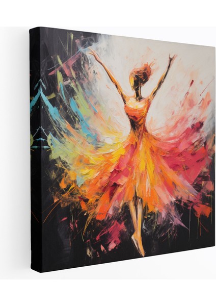 Soyut Dışavurumcu Balerin Kanvas Tablo - Balerin, Dinamik, Enerji, Canlı, 30X30