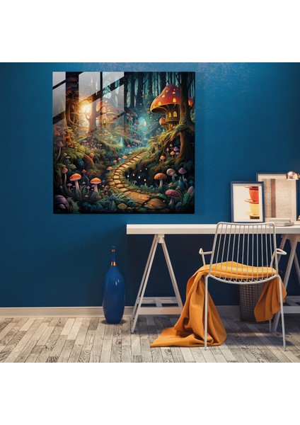 Bohem Kaprisli Orman Cam Baskı - Bohem, Duvar Dekorasyonu, Ev Dekorasyonu, Büyülü Yaratıklar, 30X30 fiyatları