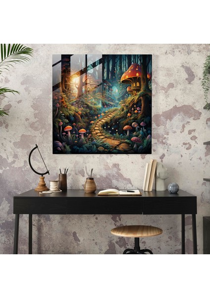 Bohem Kaprisli Orman Cam Baskı - Bohem, Duvar Dekorasyonu, Ev Dekorasyonu, Büyülü Yaratıklar, 30X30 modelleri