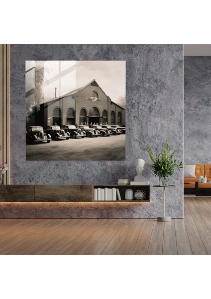 Vintage Klasik Araba Fotoğrafının Zarif Cam Baskısı, 30X30 fiyatları