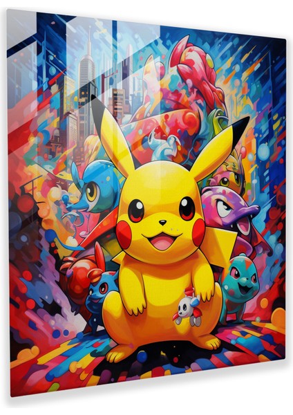 Abartılı Spektrumlu Cam Baskı: Pokemon Fusion Şehir Manzarası, 30X30