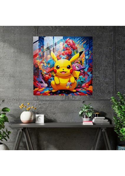 Abartılı Spektrumlu Cam Baskı: Pokemon Fusion Şehir Manzarası, 30X30 fiyatları