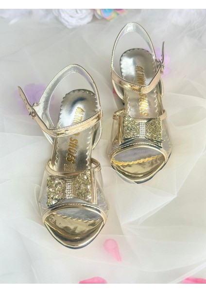 Gala Önü Simli Fiyonklu Topuklu Çocuk Ayk