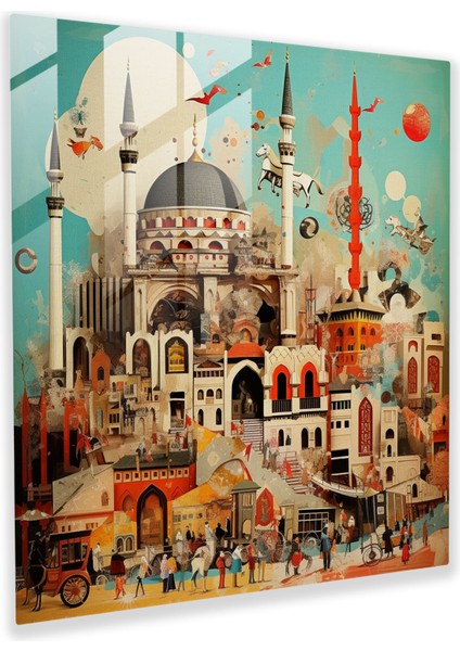 Kültürel Kaleydoskop Cam Baskı: Ilginç Kolaj Sanat Eseri, Cam Duvar Dekorasyonu, 30X30