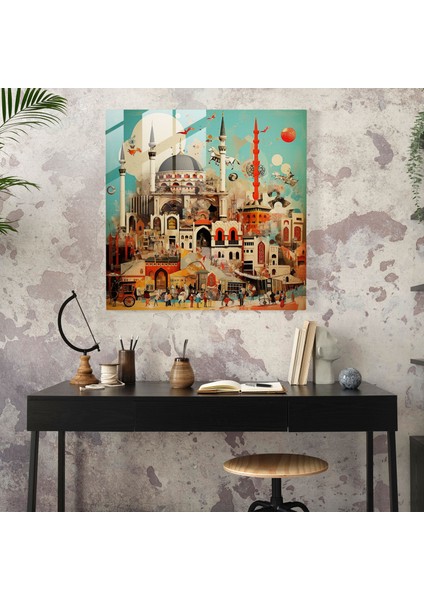 Kültürel Kaleydoskop Cam Baskı: Ilginç Kolaj Sanat Eseri, Cam Duvar Dekorasyonu, 30X30 fiyatları