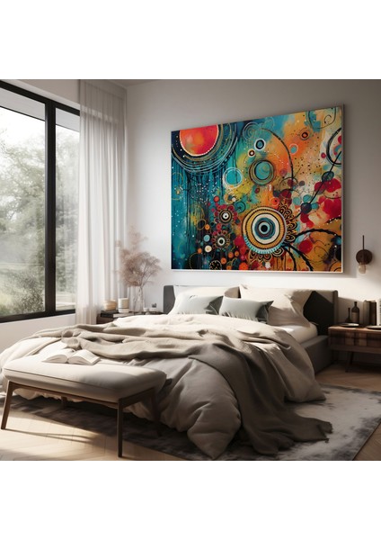 Bohem Soyut Kanvas Tablo - Bohem, Bohem, Karma Desenler, Karışık Teknik, 30X30