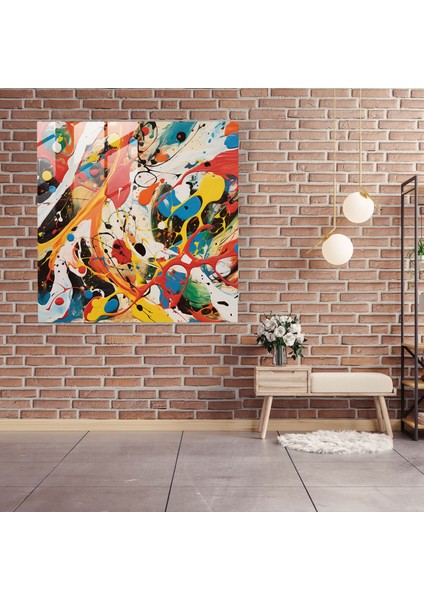 Renkli Soyut Cam Baskı - Jackson Pollock Tarzı Cam Duvar Tablosu, 30X30 modelleri