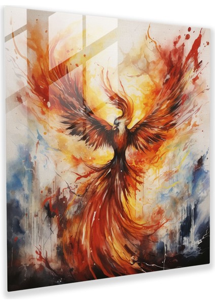 Dirençli Phoenix Cam Baskı - Sembolik Dönüşüm ve Direnç - Göz Alıcı Duvar Dekorasyonu, 30X30