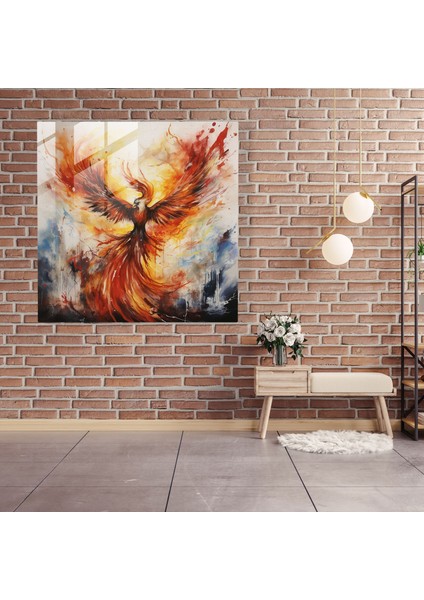 Dirençli Phoenix Cam Baskı - Sembolik Dönüşüm ve Direnç - Göz Alıcı Duvar Dekorasyonu, 30X30 fiyatları
