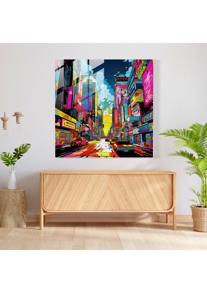 Kentsel Patlama Cam Baskı: Cesur Renkler ve Çizgi Roman Etkileriyle Dinamik Şehir Manzarasının Pop Art Illüstrasyonu, Kent Kültürünü Kutluyor, Cam Duvar Sanatı, Ev Dekorasyonu, Duvar Dekoru, 30X30 fiyatları