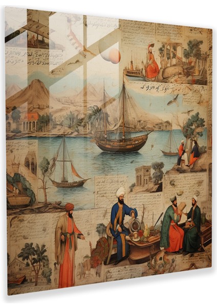 Osmanlı Imparatorluğu Cam Baskı - Şiirsel Anlatımlar - Osmanlı Devleti, Edebî Eserler, Osmanlı Devleti, Modern Sanat, 30X30