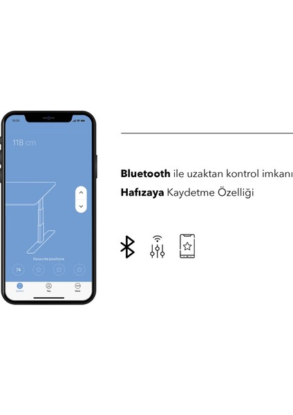 Creo Mobili Orion Yükseklik Ayarlı Hafızalı Bluetooth Kumandalı Çalışma Masası