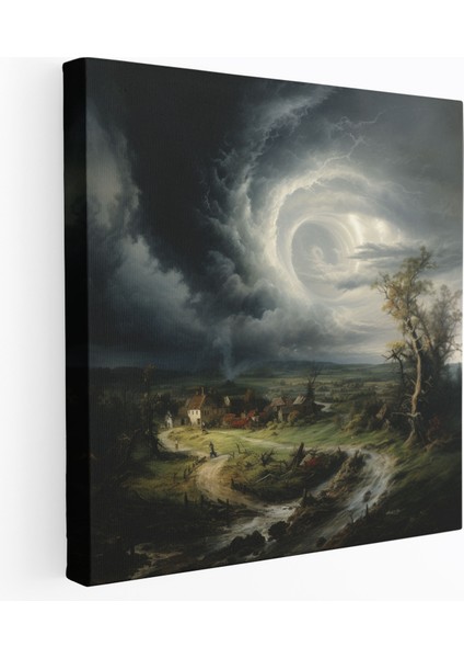 Fırtına Duvar Sanatı - Fırtına, Kasırga, Kanvas Tablo, Kırsal Manzara, 30X30
